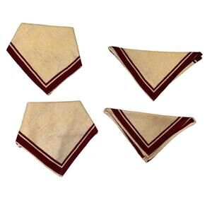 Unisex Vintage Beige/Maroon Trimmed Handkerchiefs One Size